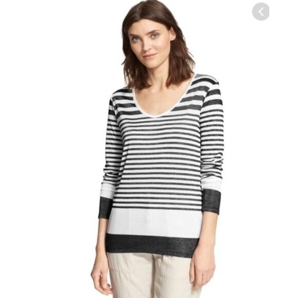 Vince Striped Variegated Long Sleeve Top L - Picture 3 of 11